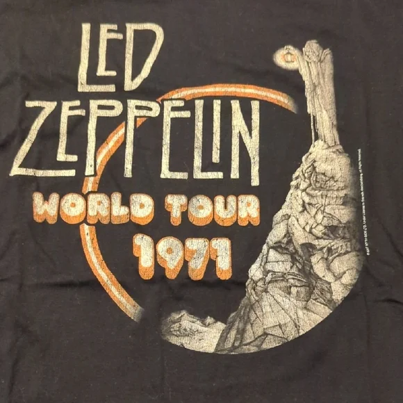 Led Zeppelin World Tour 1971 Black T-Shirt - Picture 1 of 7